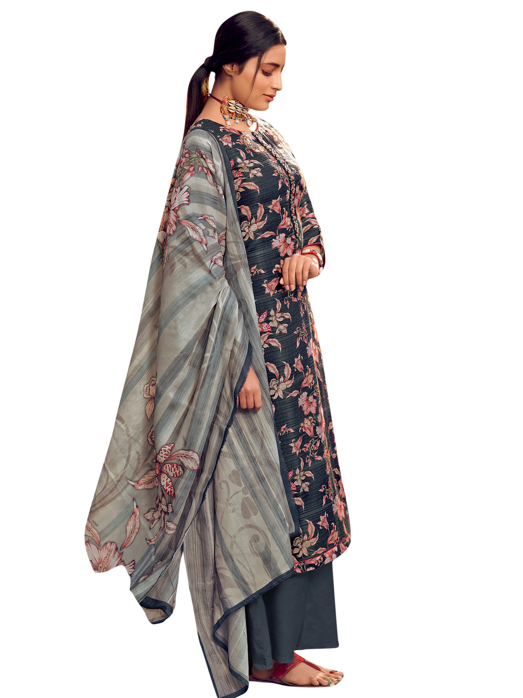 

Stylee Lifestyle Navy blue Unstitched Kurta with bottom dupatta With dupatta Dress Material