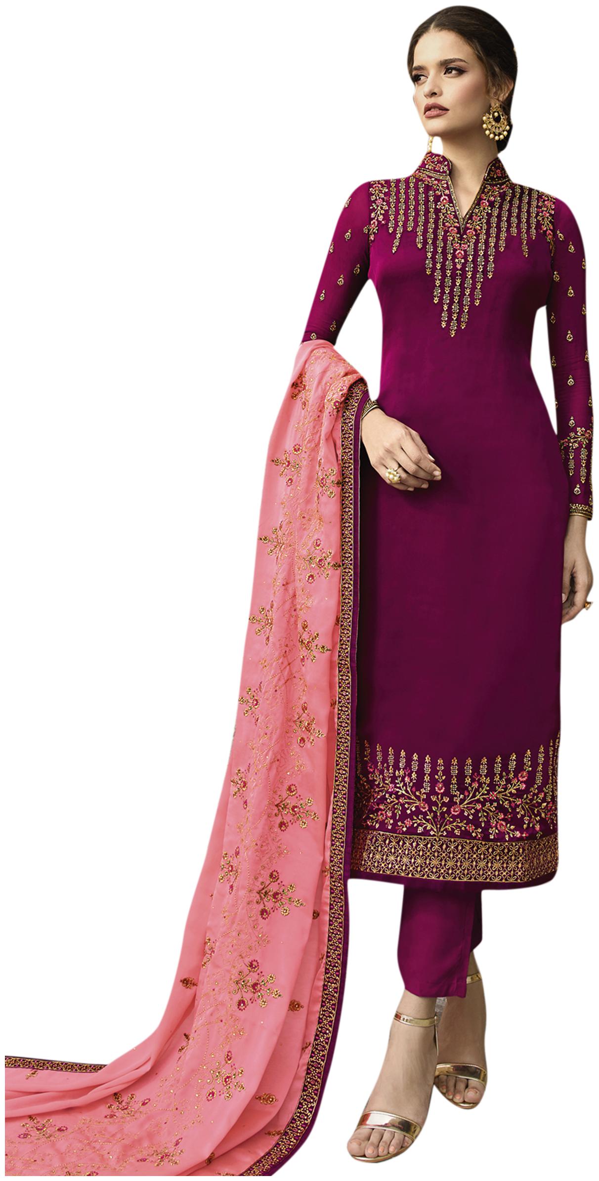 

Stylee Lifestyle Purple Unstitched Kurta with bottom dupatta With dupatta Dress Material