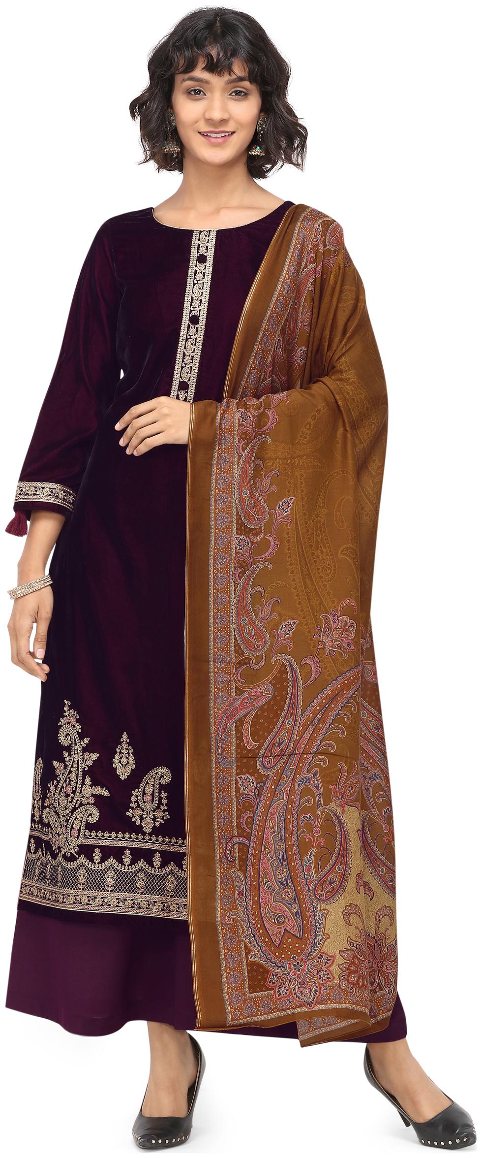 

Stylee Lifestyle Purple Unstitched Kurta with bottom dupatta With dupatta Dress Material