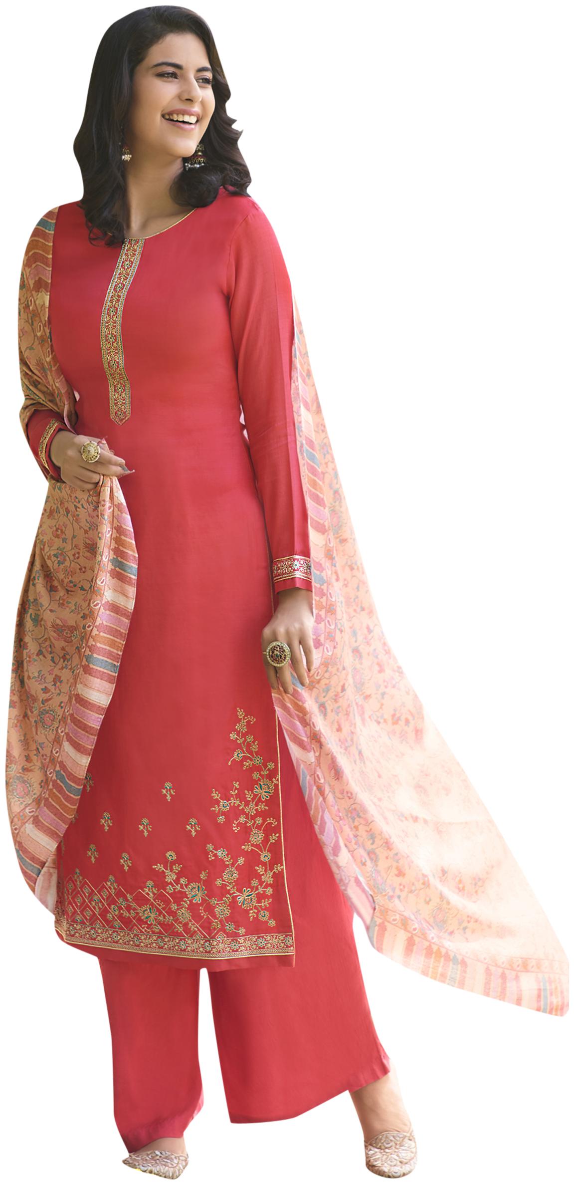 

Stylee Lifestyle Magenta Unstitched Kurta with bottom dupatta With dupatta Dress Material