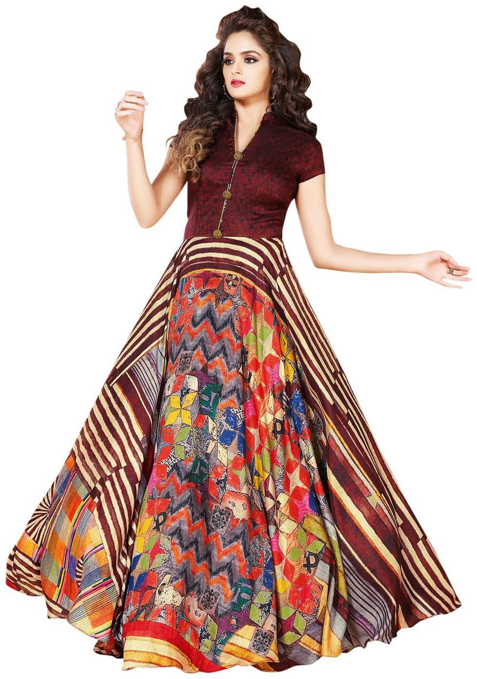 

Stylee Lifestyle Multi Satin Printed Gown