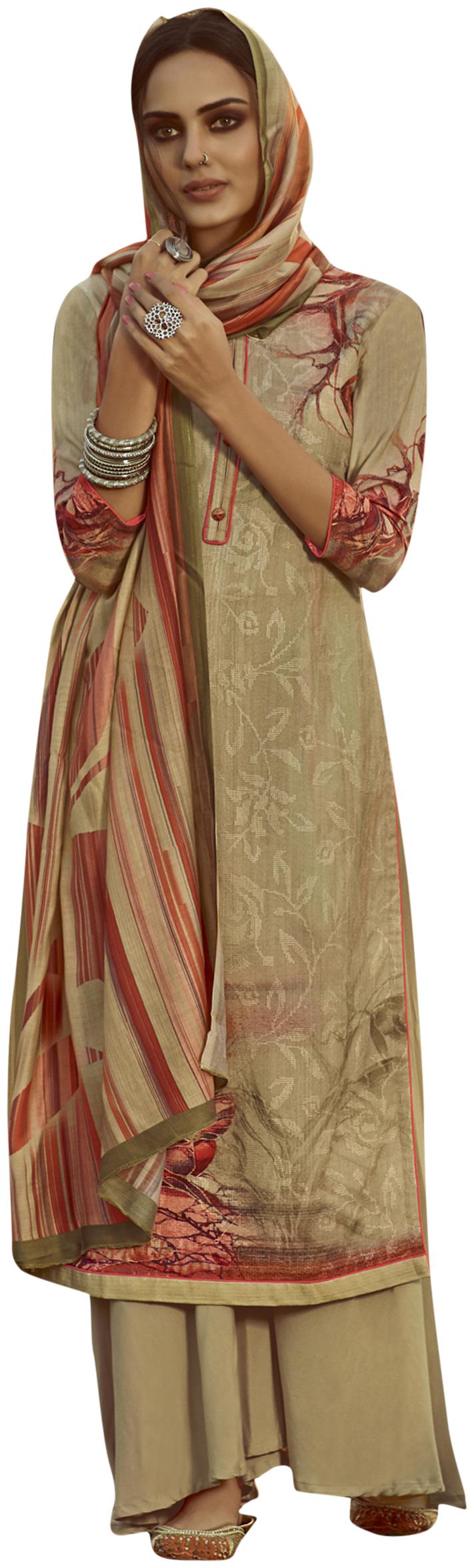 

Stylee Lifestyle Gold Unstitched Kurta with bottom dupatta With dupatta Dress Material