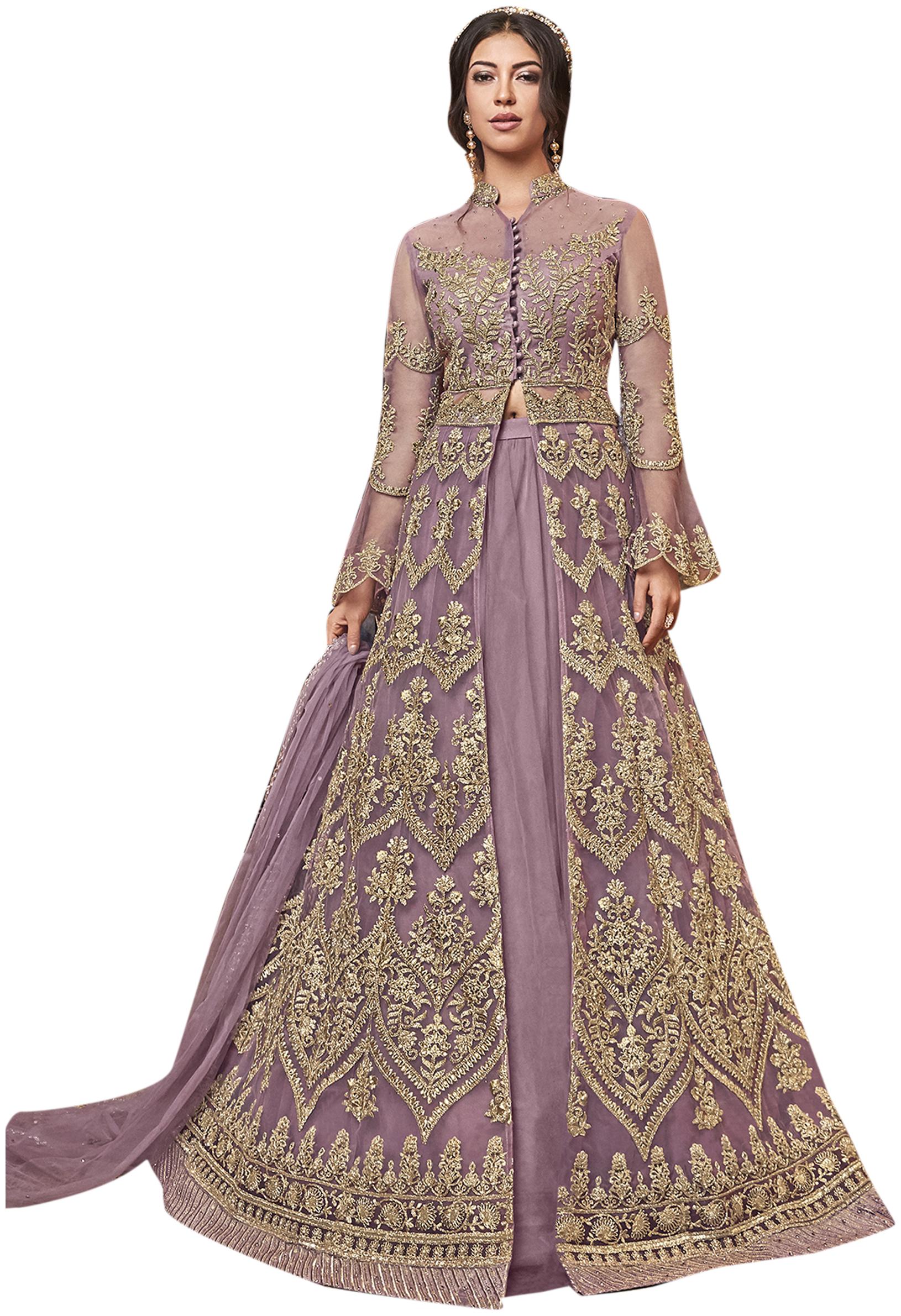 

Stylee Lifestyle Women Net Embroidered Semistiched Pink Dress Material