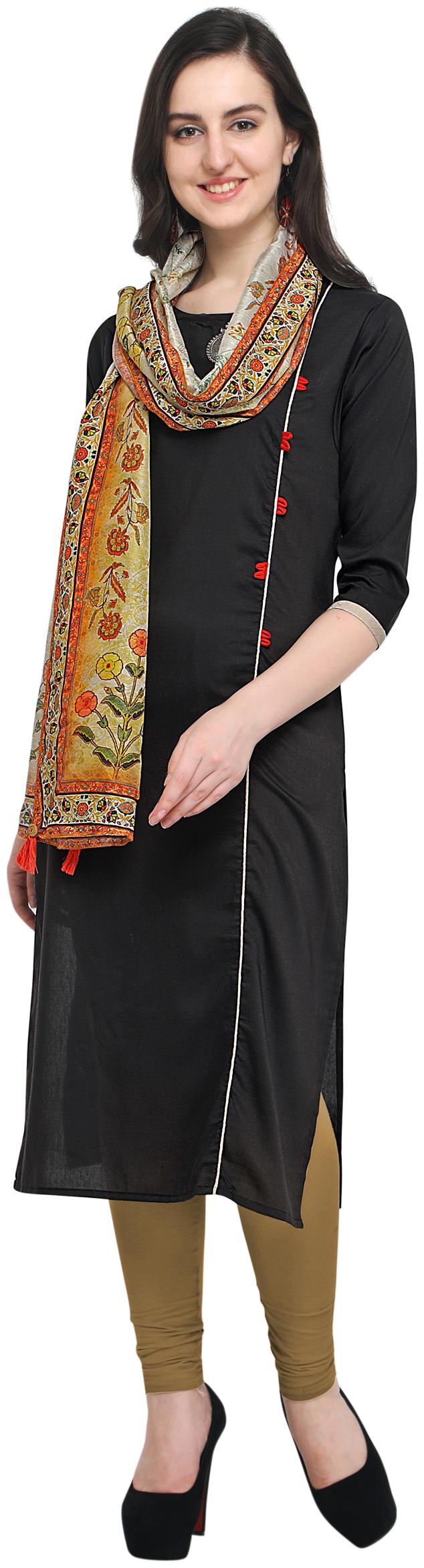 

Stylee Lifestyle Black Silk Blend Solid Kurti