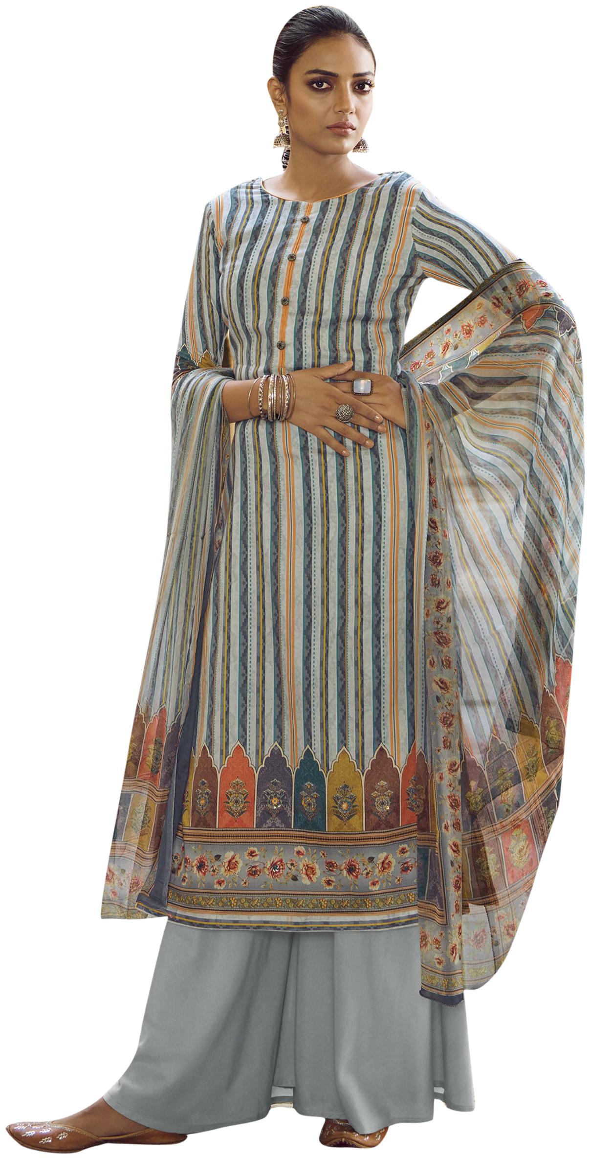

Stylee Lifestyle Blue Unstitched Kurta with bottom dupatta With dupatta Dress Material
