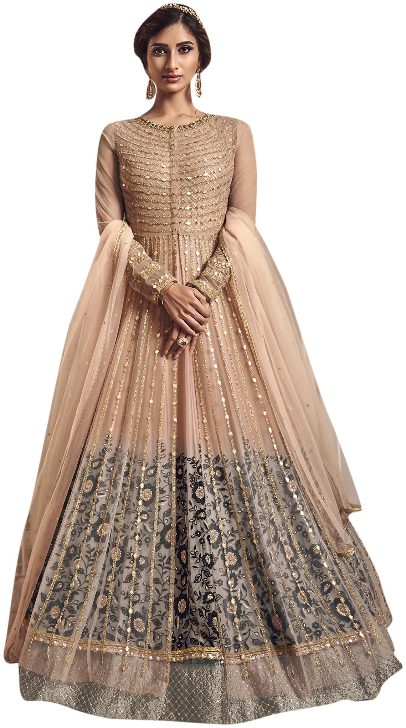 

Stylee Lifestyle Women Net Peach Dress Material