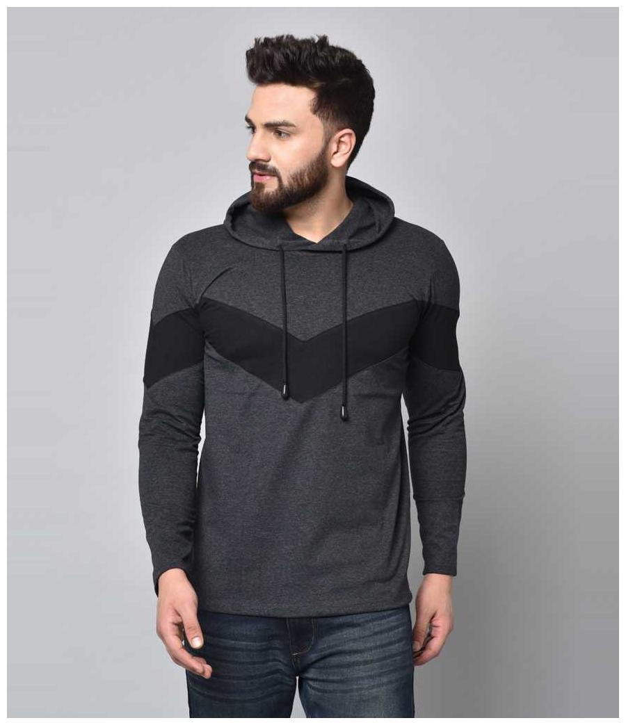 

STYLESMYTH Men Grey Regular fit Cotton Hood T-Shirt - Pack Of 1