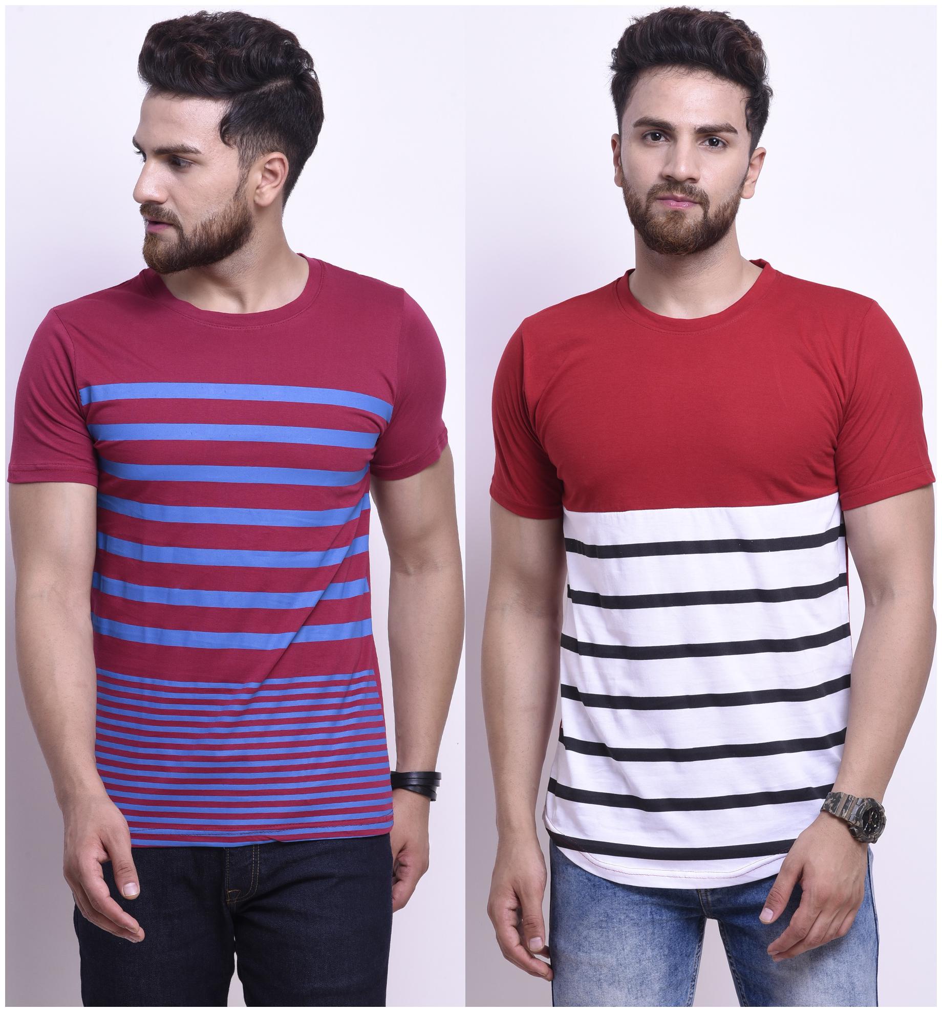 

STYLESMYTH Men Multi Regular fit Cotton Round neck T-Shirt - Pack Of 2