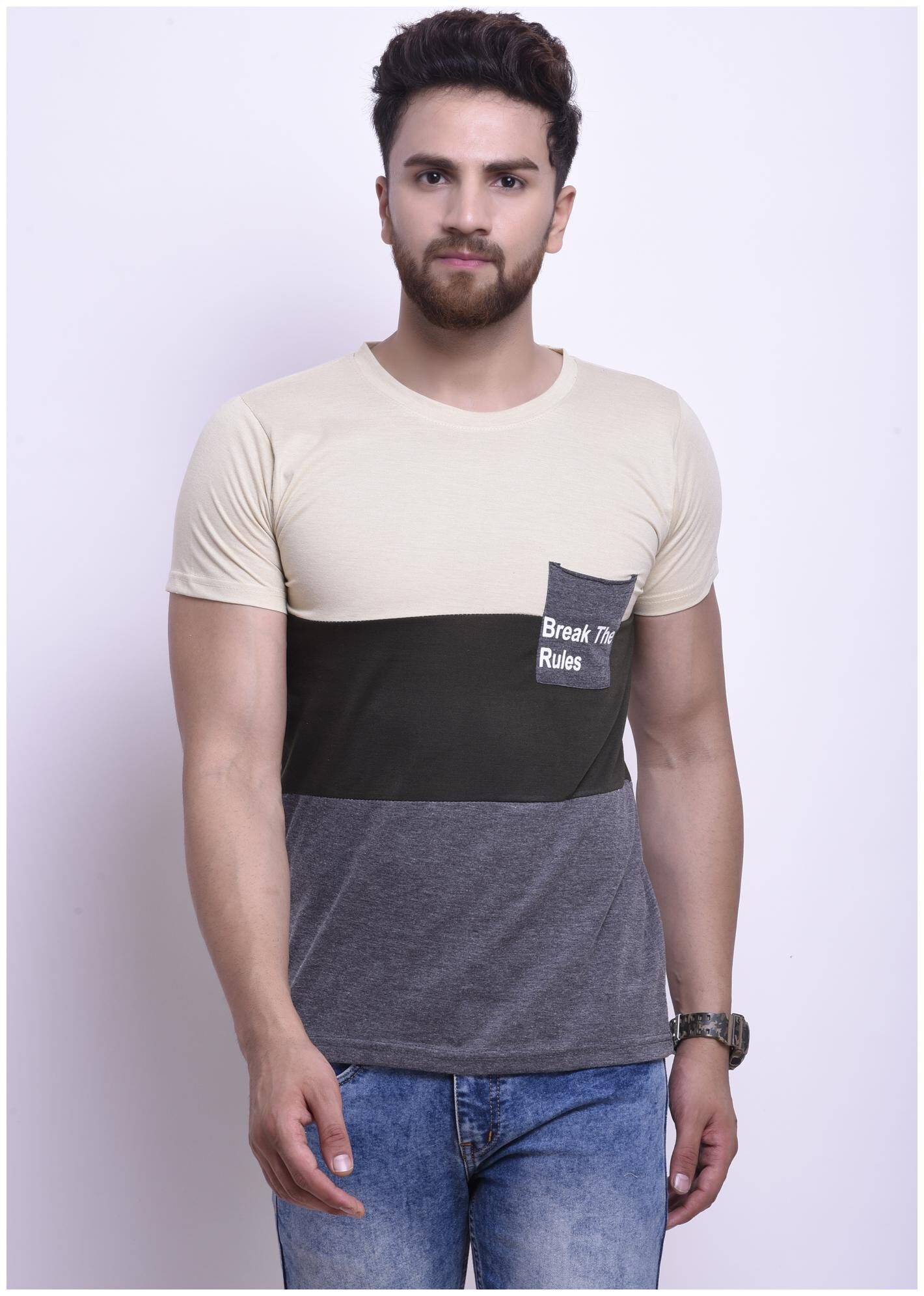 

STYLESMYTH Men Multi Regular fit Cotton Round neck T-Shirt - Pack Of 1
