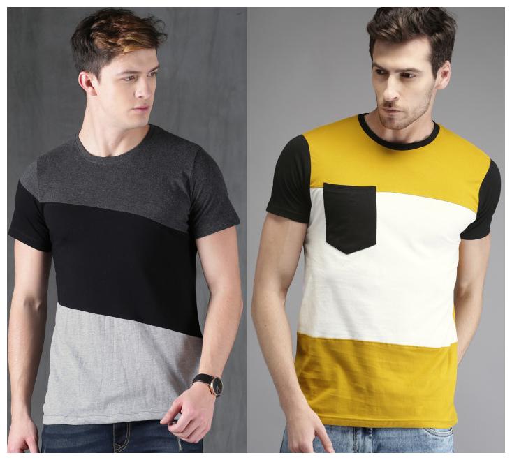 

STYLESMYTH Men Multi Regular fit Cotton Round neck T-Shirt - Pack Of 2