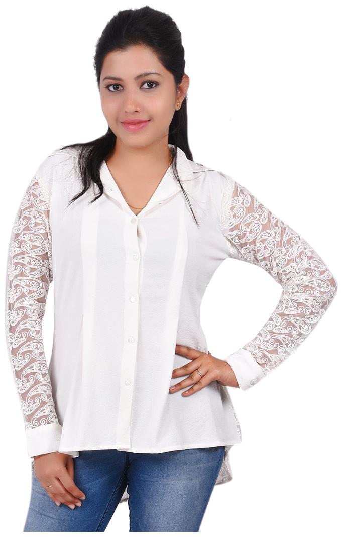 

RIVI Women White Solid Regular Fit Shirt