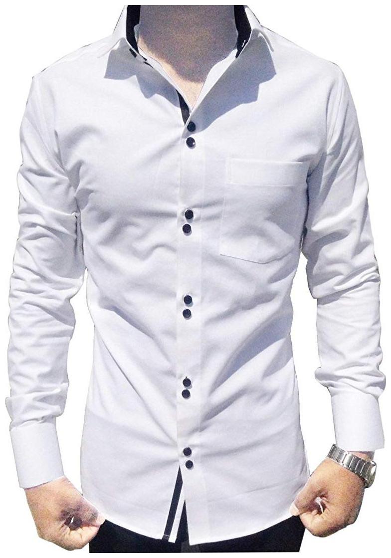

SUR-T Men White Solid Slim Fit Casual Shirt