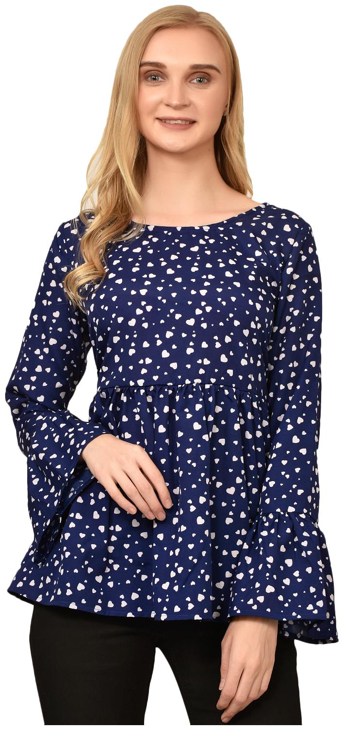 

Styllry Crepe Blue Printed A Line For Women