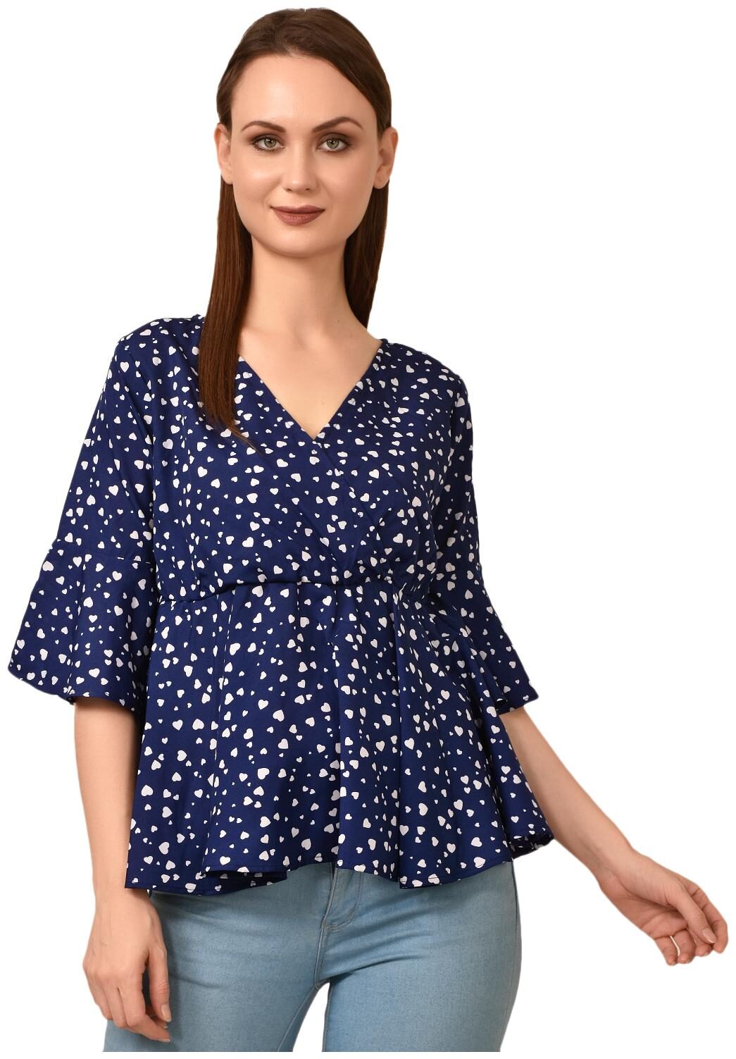 

Styllry Crepe Blue Printed A Line For Women