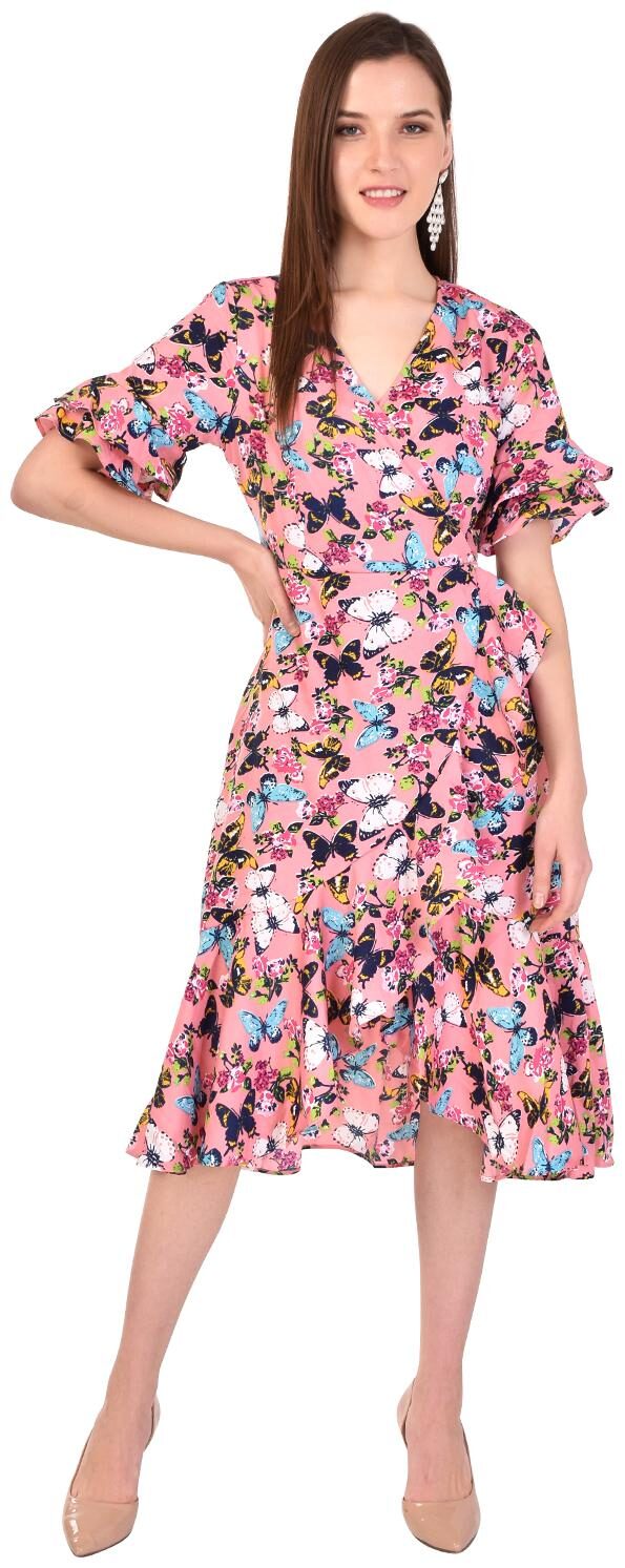 

Styllry Crepe Multi Floral A Line Dress For Women