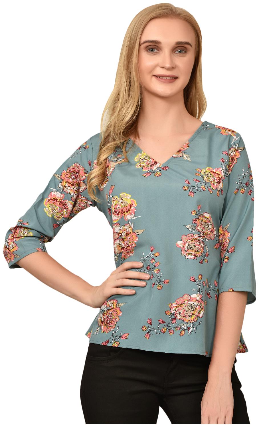 

Styllry Crepe Multi Floral Top For Women