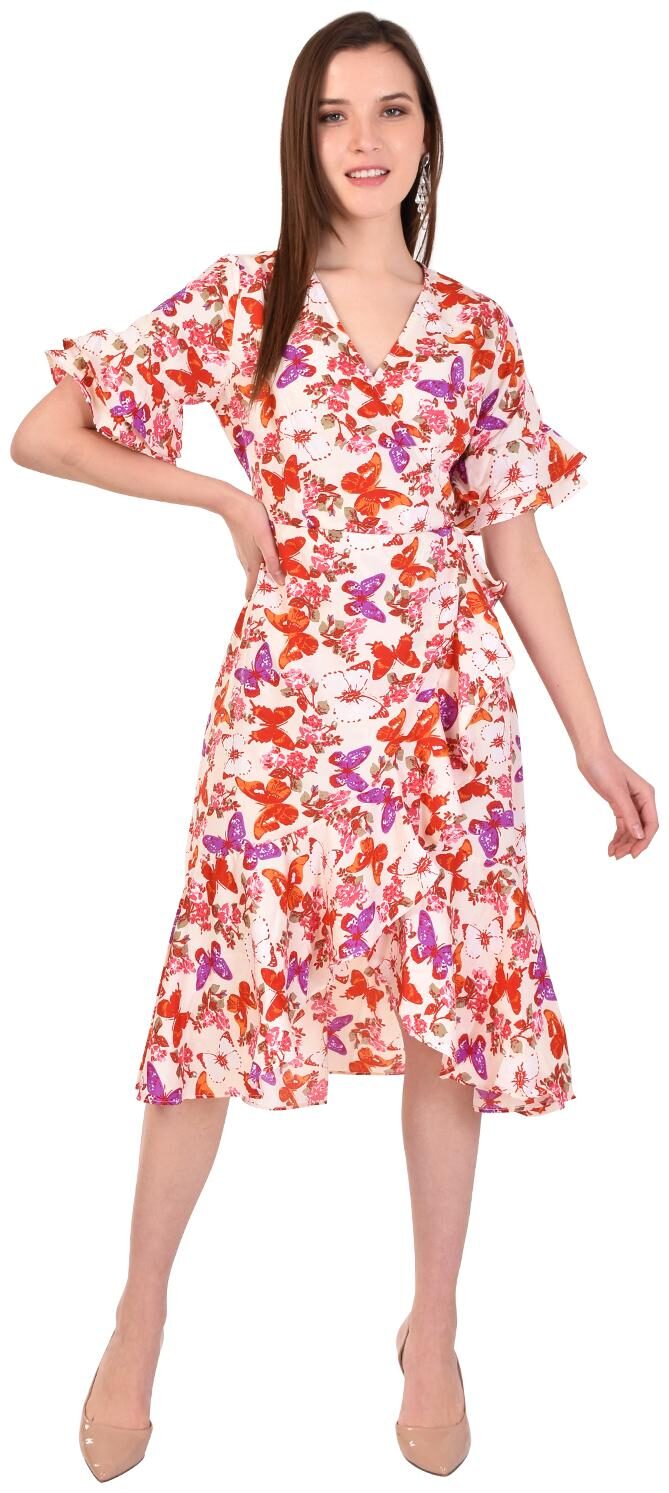 

Styllry Crepe Multi Floral A Line Dress For Women