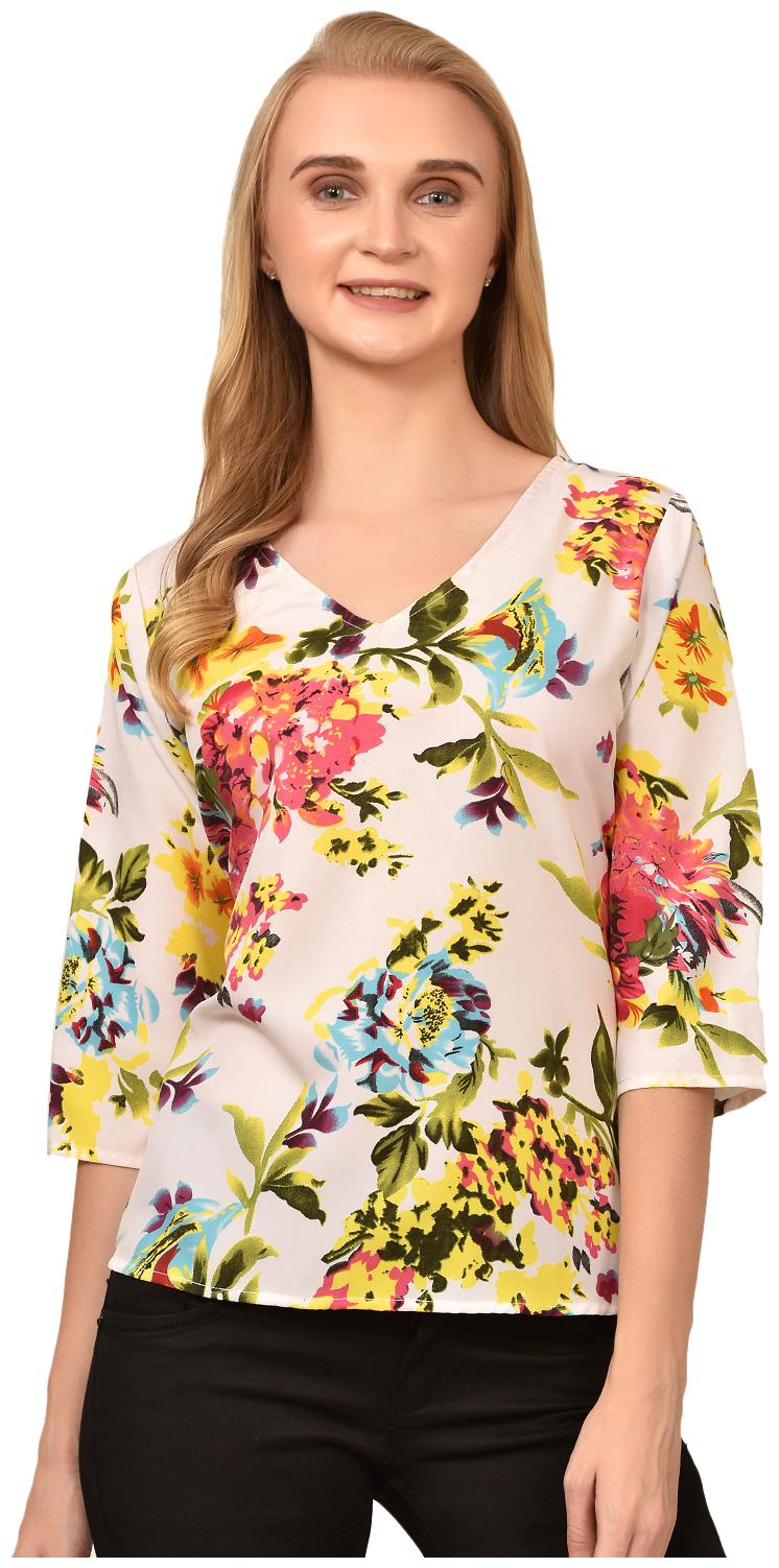 

Styllry Crepe Multi Floral Top For Women