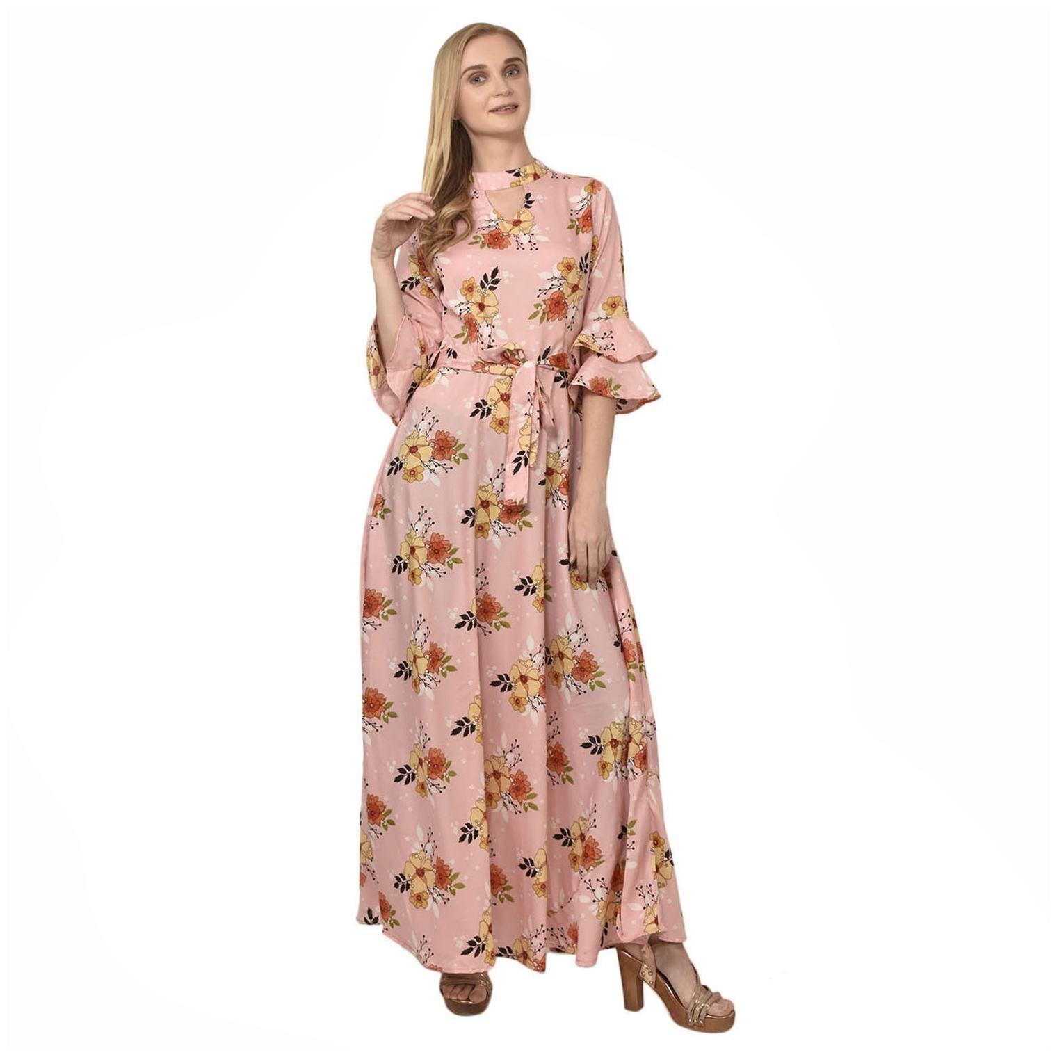 

Styllry Peach Floral Maxi dress