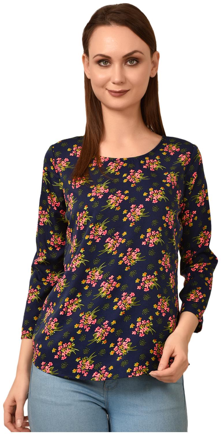 

Styllry Womens Casual Wear Designer Crepe Floral Multi Top