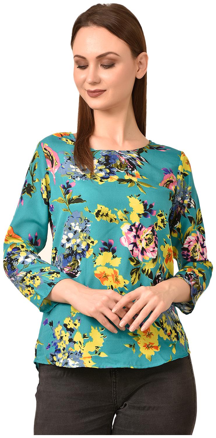 

Styllry Womens Casual Wear Designer Crepe Floral Multi Top
