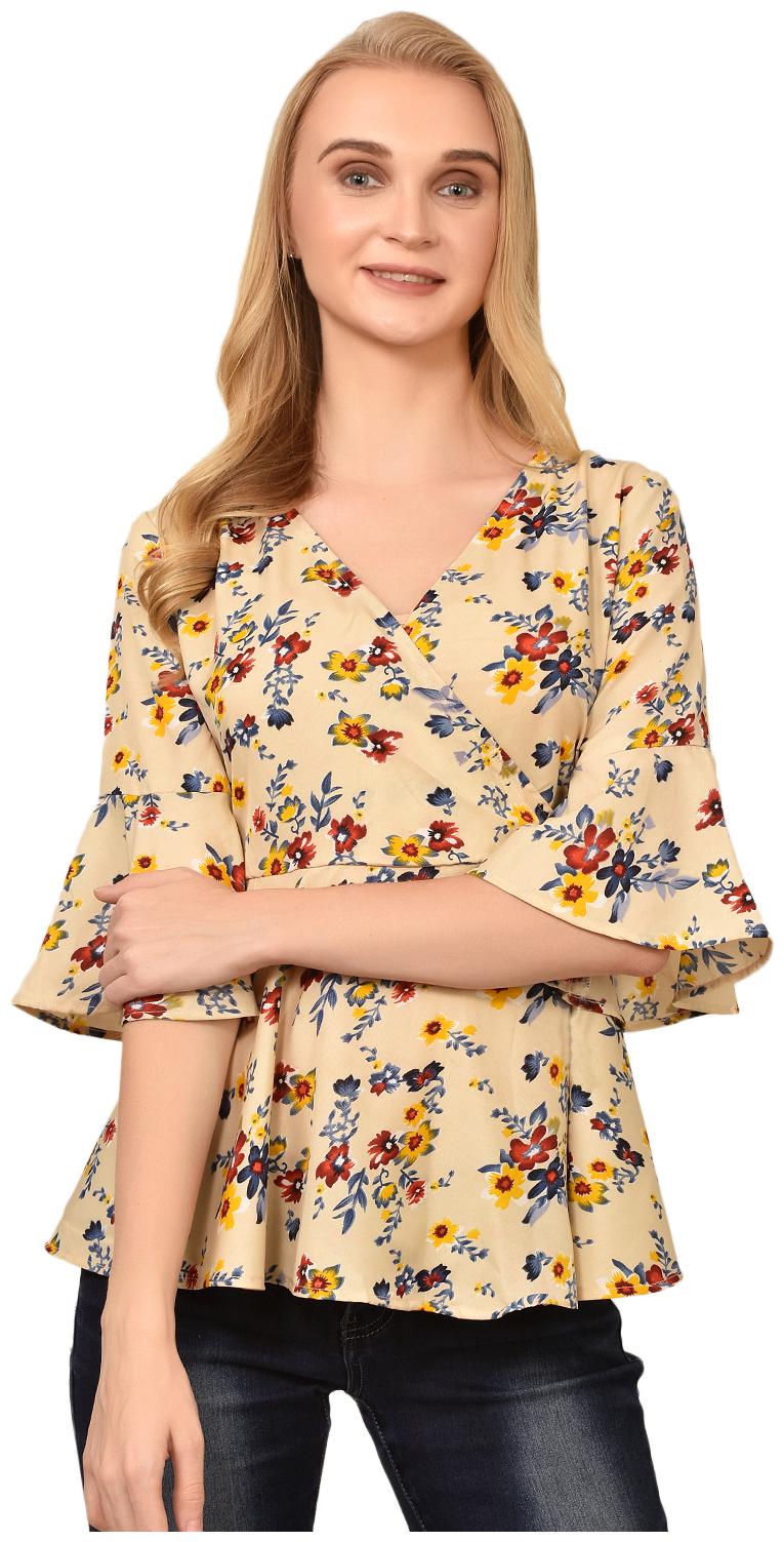 

Styllry Women Crepe Floral Beige Top