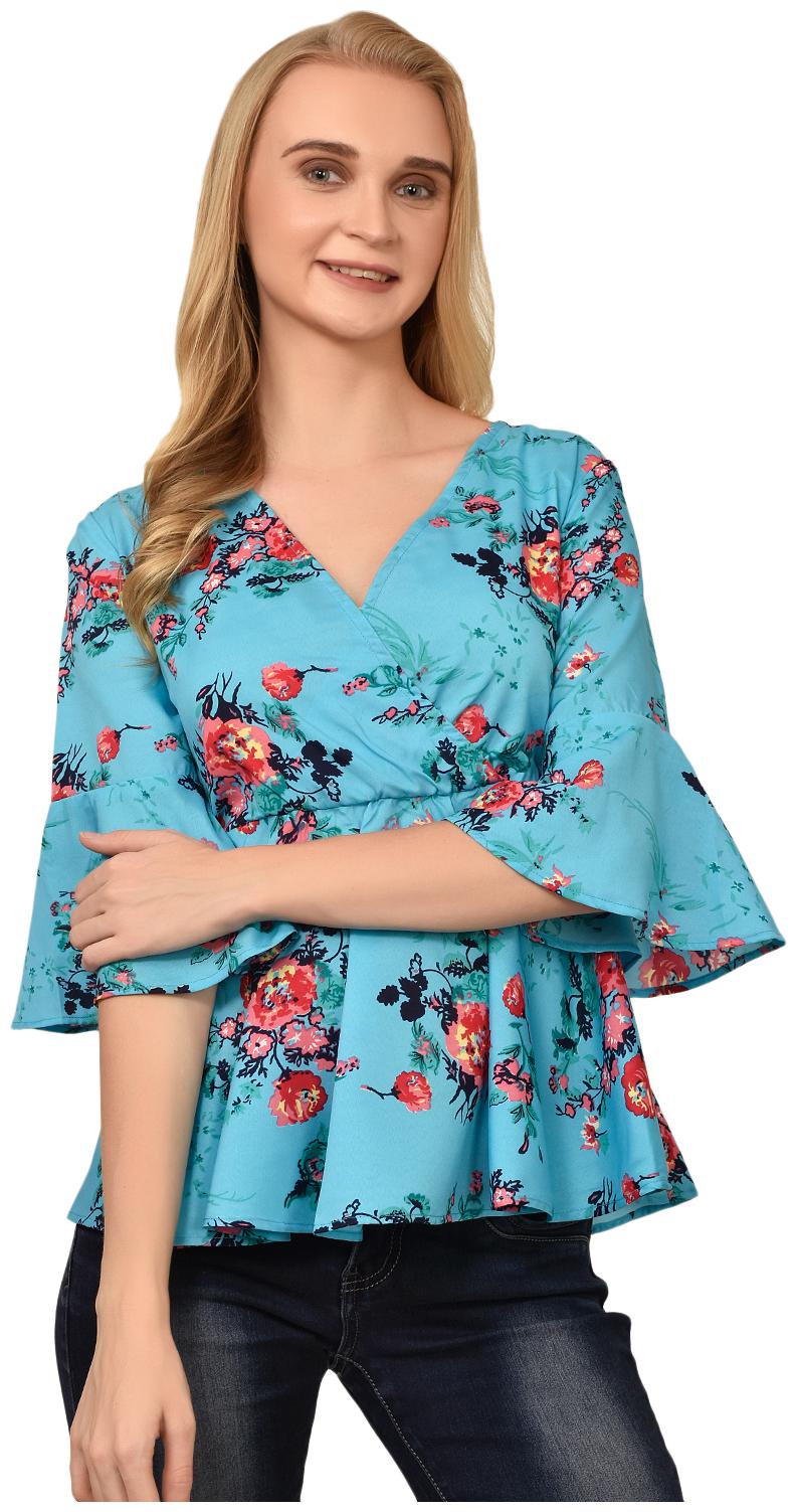 

Styllry Women Crepe Floral Blue Top