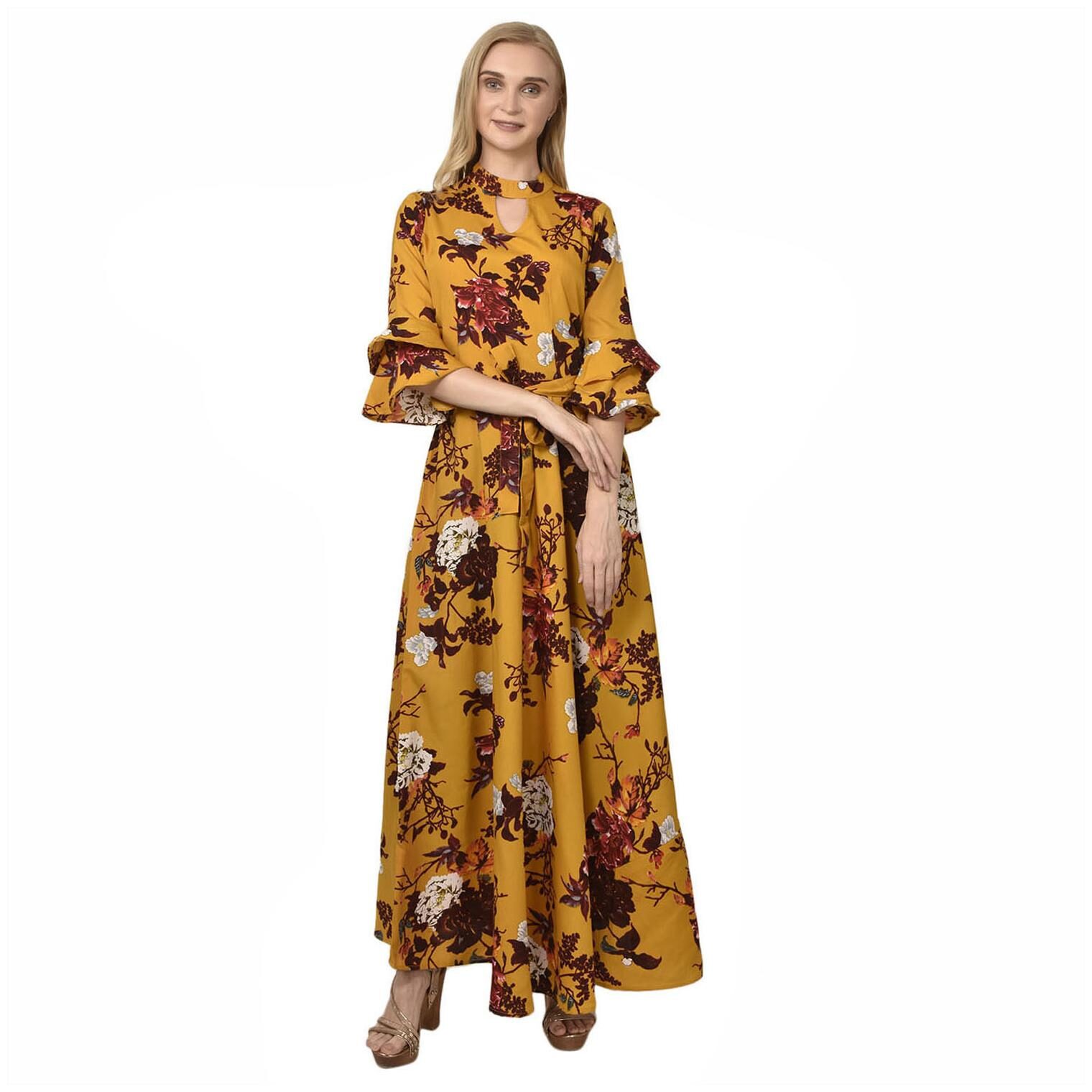 

Styllry Mustard Floral Maxi dress