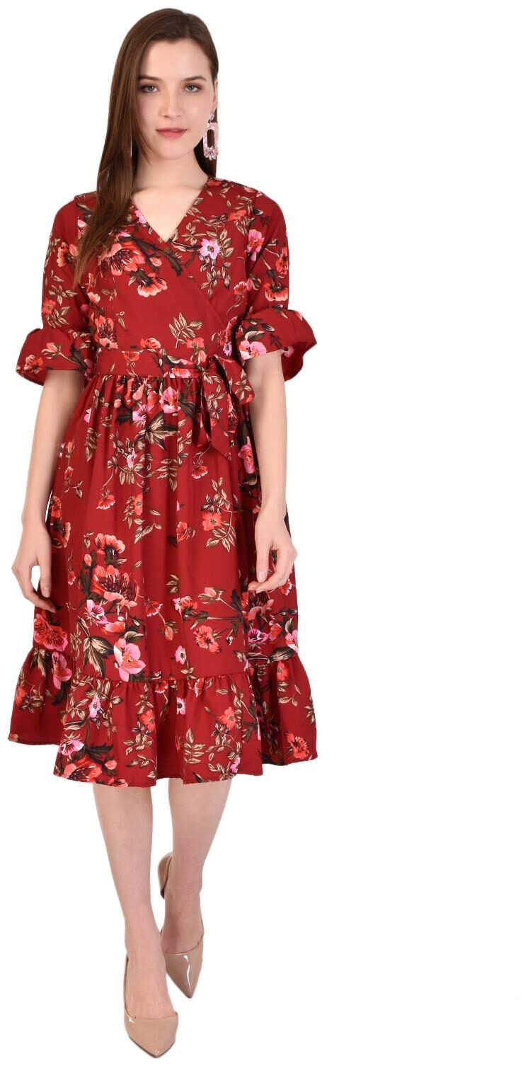 

Styllry Women Multi Crepe Floral Dress