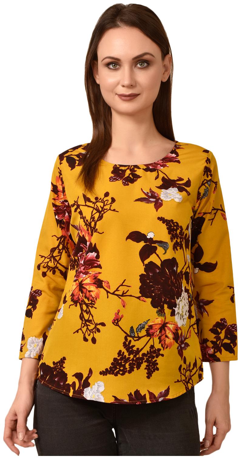 

Styllry Womens Casual Wear Designer Crepe Floral Multi Top