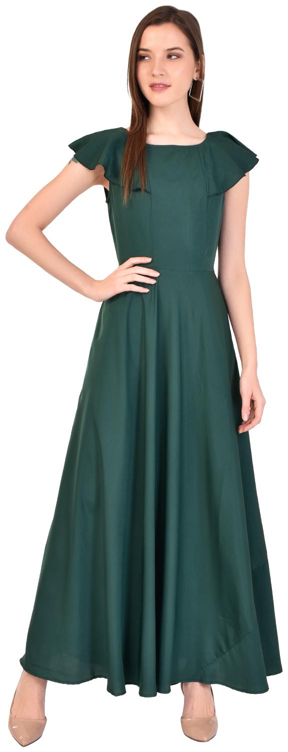 

Styllry Women Crepe Maxi A Line Dress (Green)