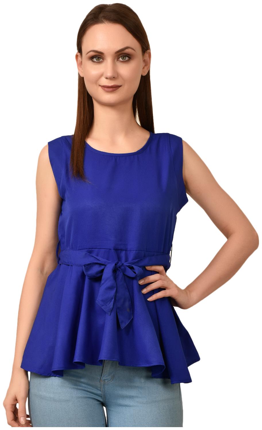 

Styllry Womens Crepe Casual Wear Designer Tops (Blue)