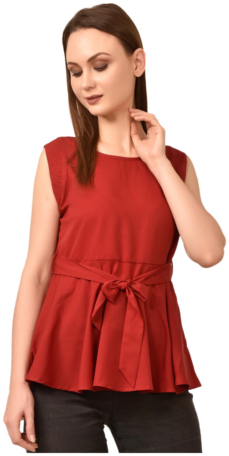 

Styllry Womens Crepe Casual Wear Designer Tops (Maroon)