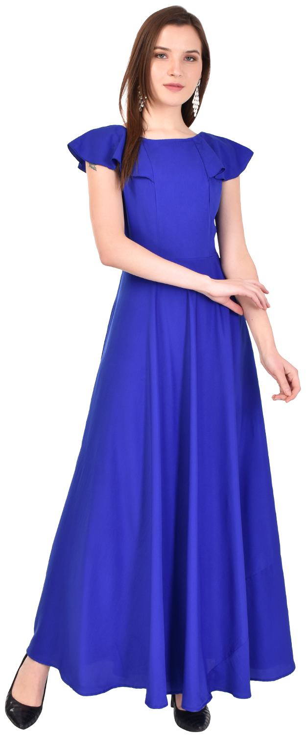 

Styllry Women Crepe Maxi A Line Dress (Blue)