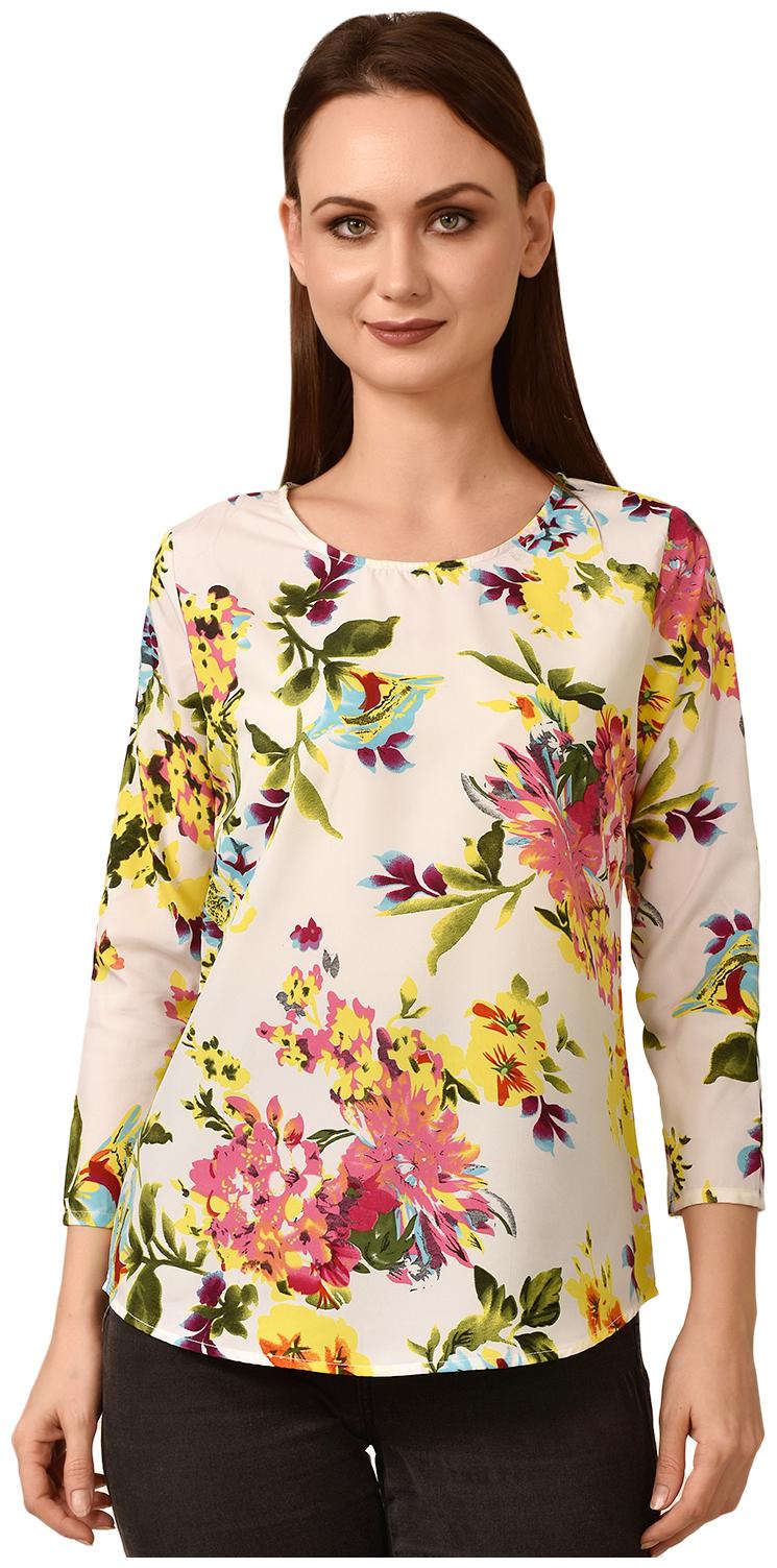 

Styllry Womens Casual Wear Designer Crepe Floral Multi Top