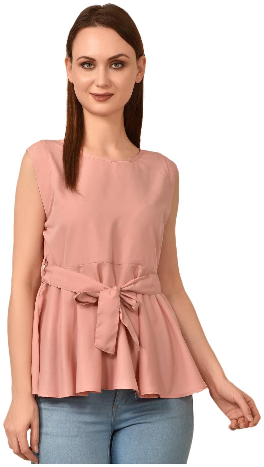 

Styllry Womens Crepe Casual Wear Designer Tops (Peach)
