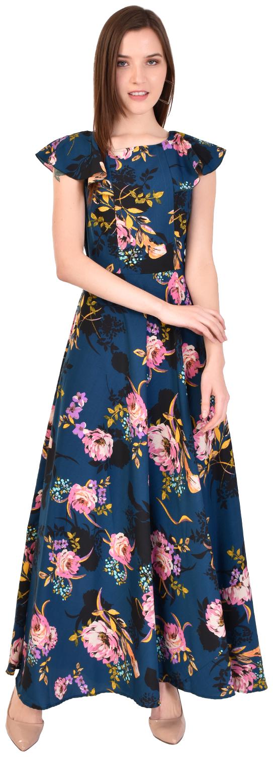 

Styllry Women Crepe Maxi A Line Dress (Multi)