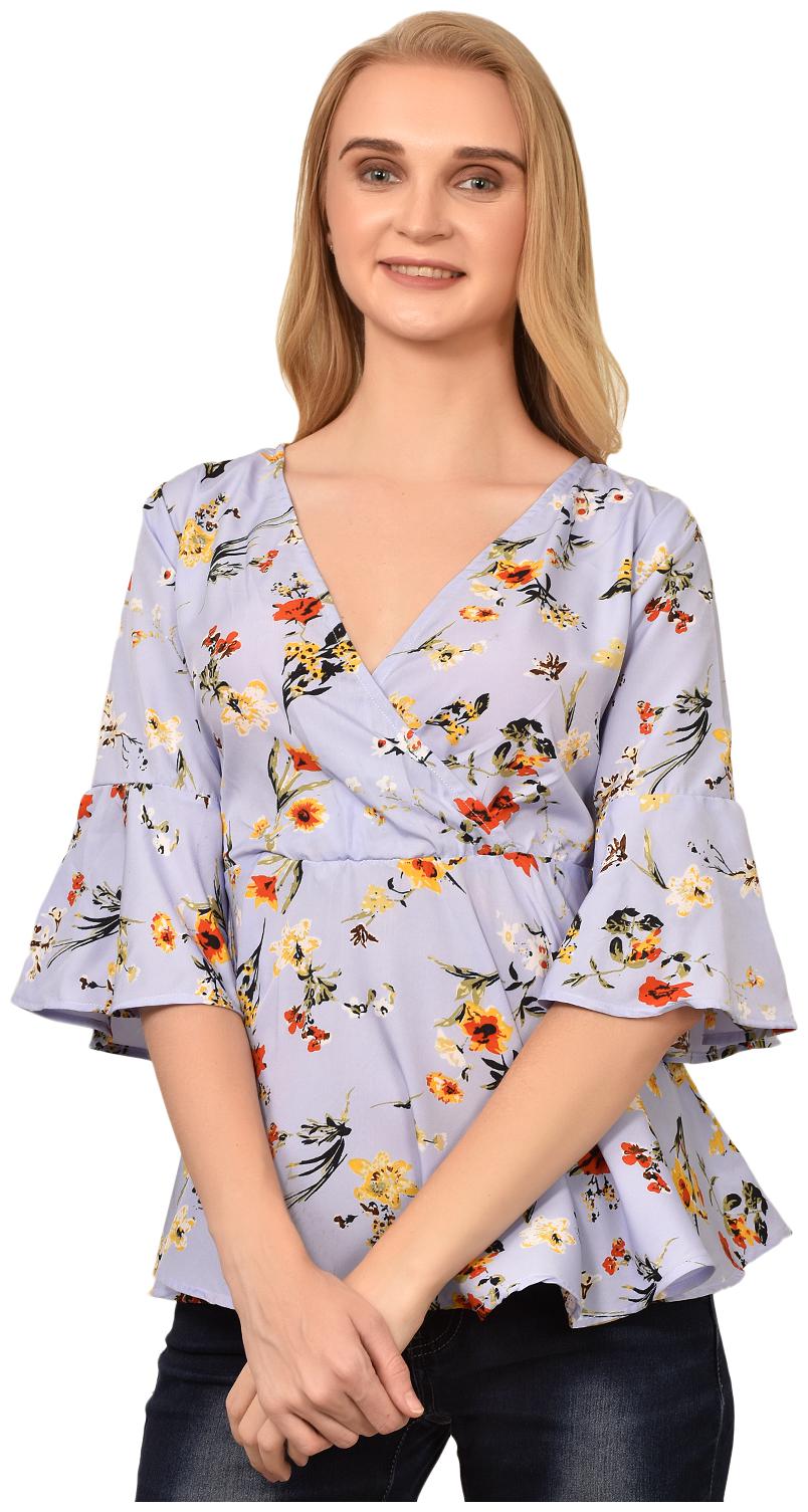 

Styllry Women Crepe Floral Blue Top