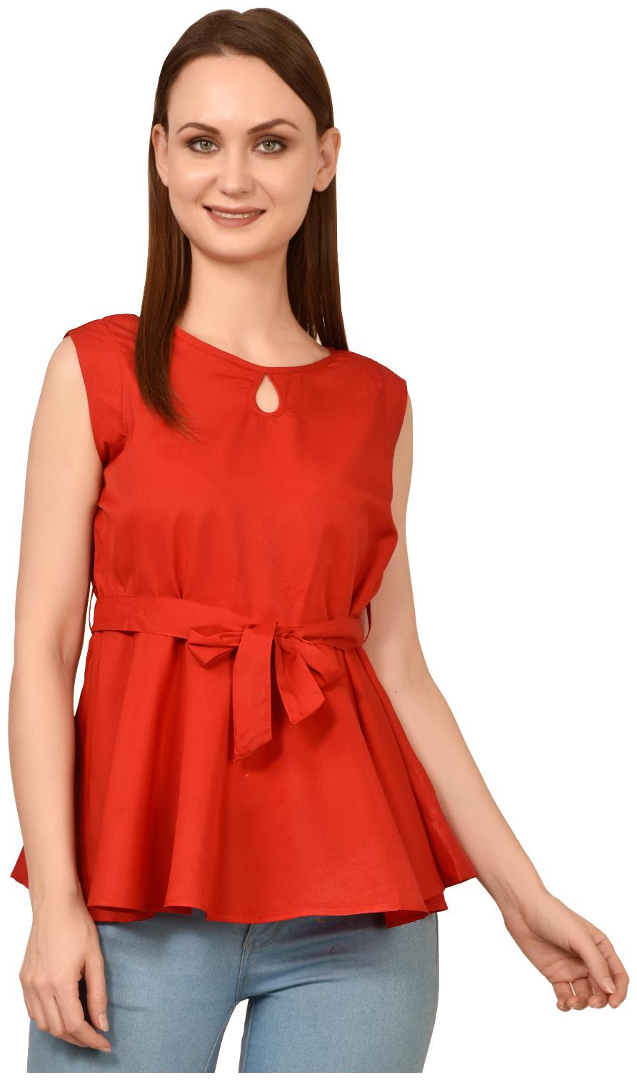 

Styllry Womens Crepe Casual Wear Designer Tops (Red)