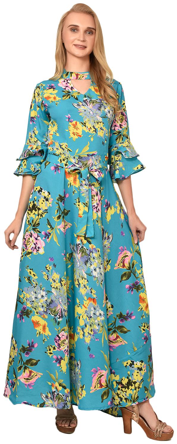 

Styllry Turquoise Floral Maxi dress