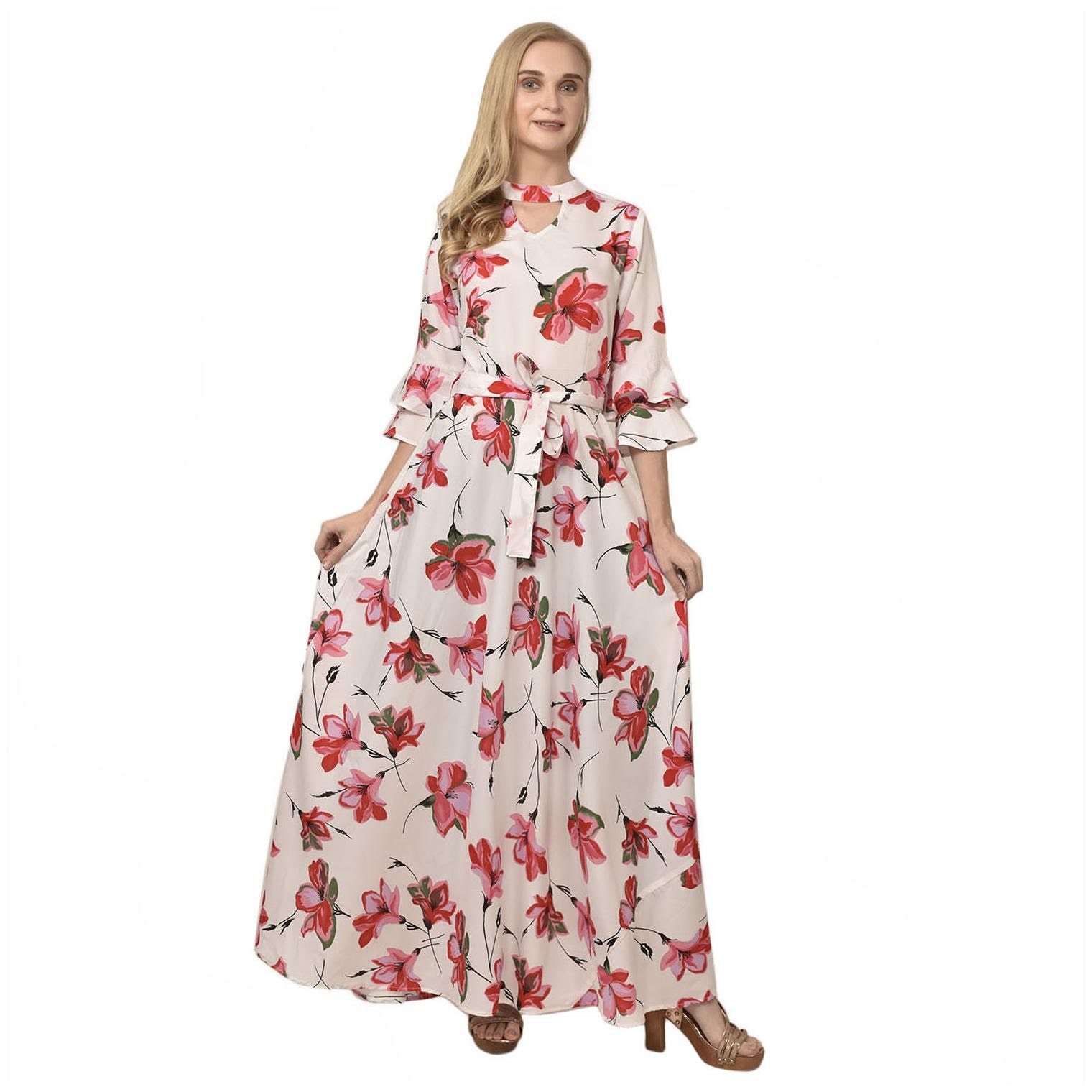 

Styllry White Pink Floral Maxi dress
