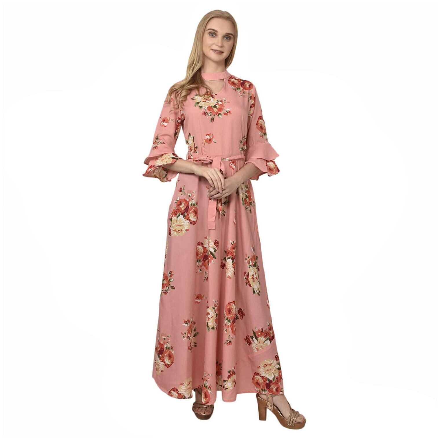 

Styllry Womens Multi Crepe Floral A Line Dress