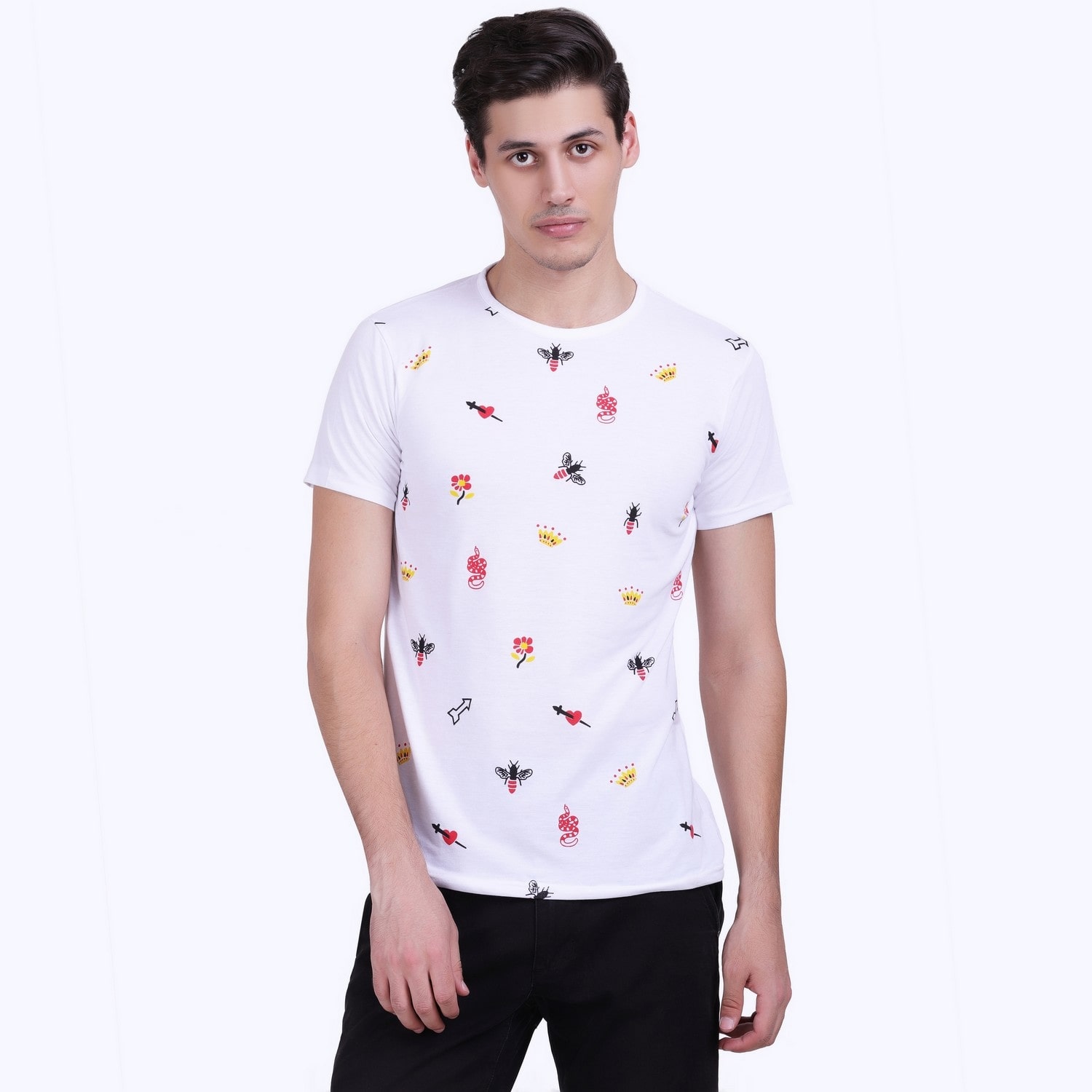

Stylogue Men White Regular fit Cotton Blend Round neck T-Shirt - Pack Of 1