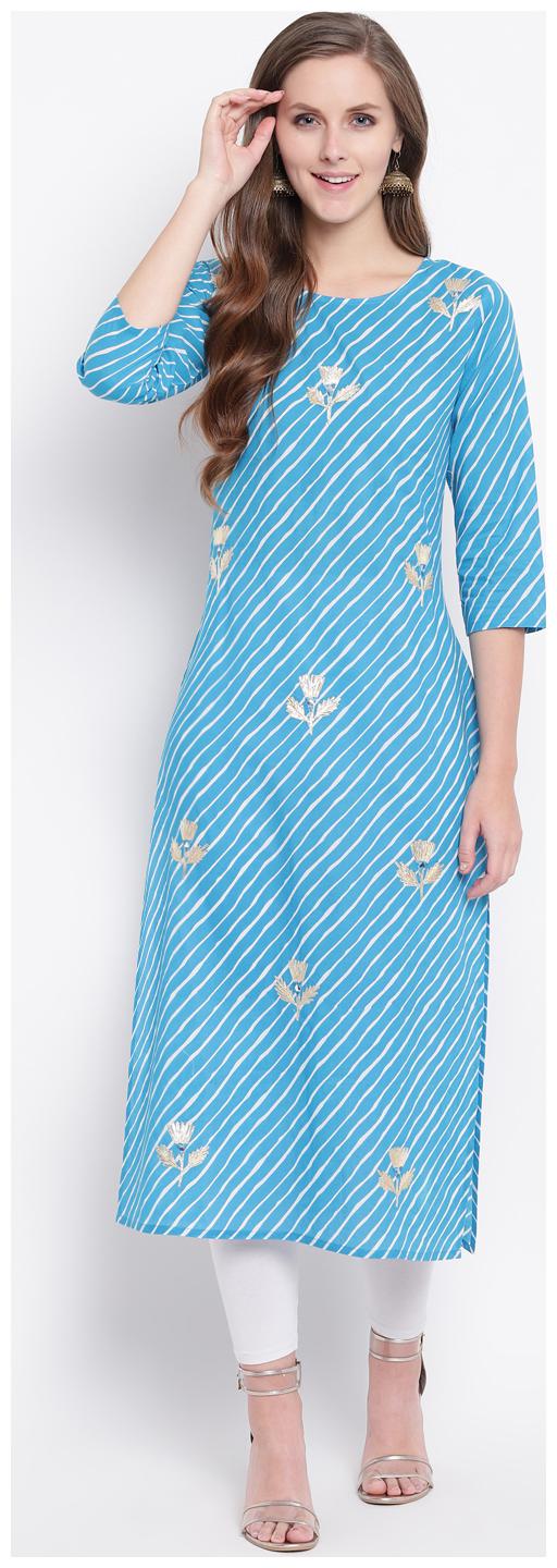 

Stylum Women Blue Embroidered Straight Kurta