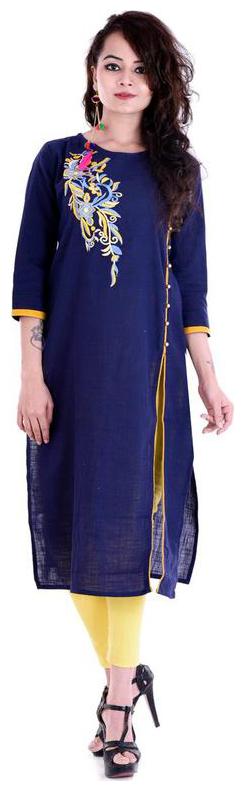 

Stylum Women Blue Embroidered Straight Kurta