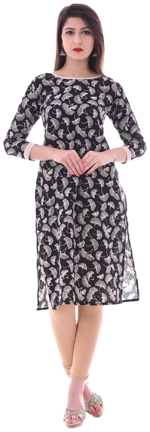 

Stylum Women Black Printed Straight Kurta