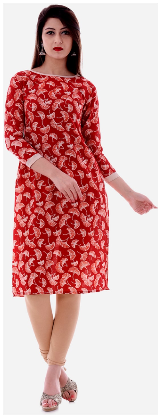 

Stylum Women Red Printed Straight Kurti