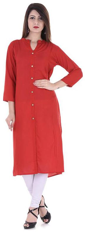 

Stylum Women Red Solid Straight Kurti