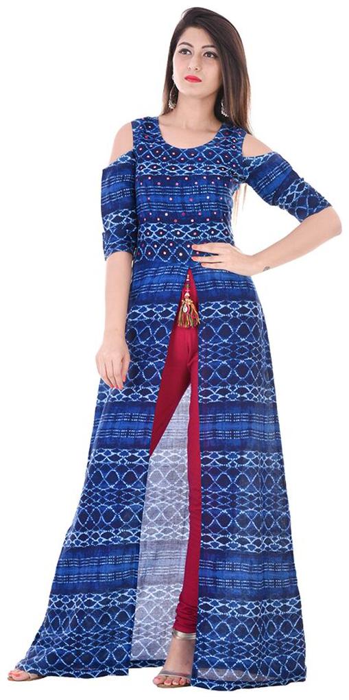 

Stylum Women Blue Bandhani High Slit Kurta