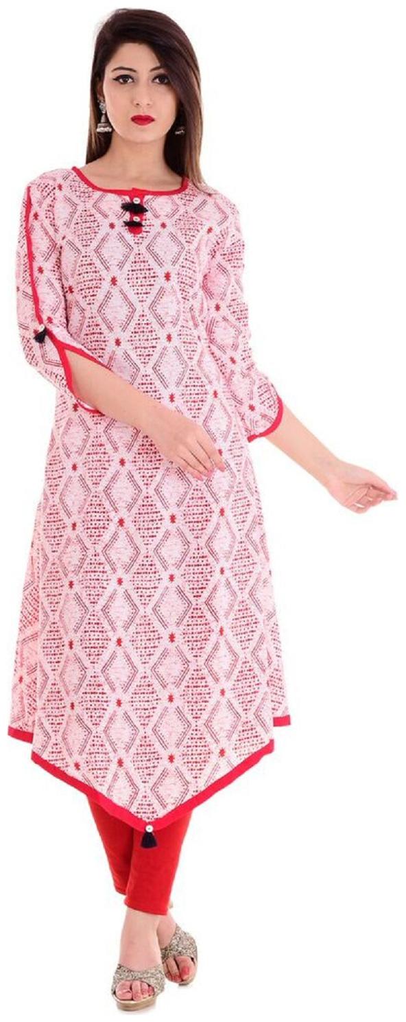 

Stylum Women Red Printed Assymetrical Kurta